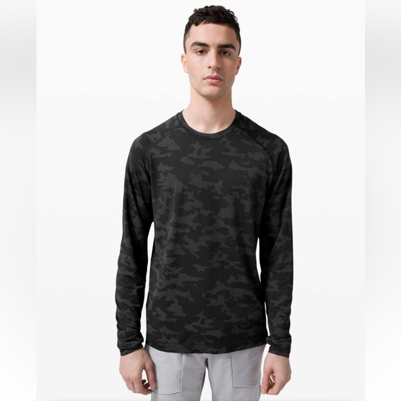 Lululemon Men’s Metal Vent Tech Long Sleeve 2.0 Heritage Camo Grey Black Large - Picture 1 of 8